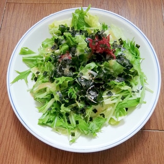 レタスと水菜と海藻のチョレギサラダ
